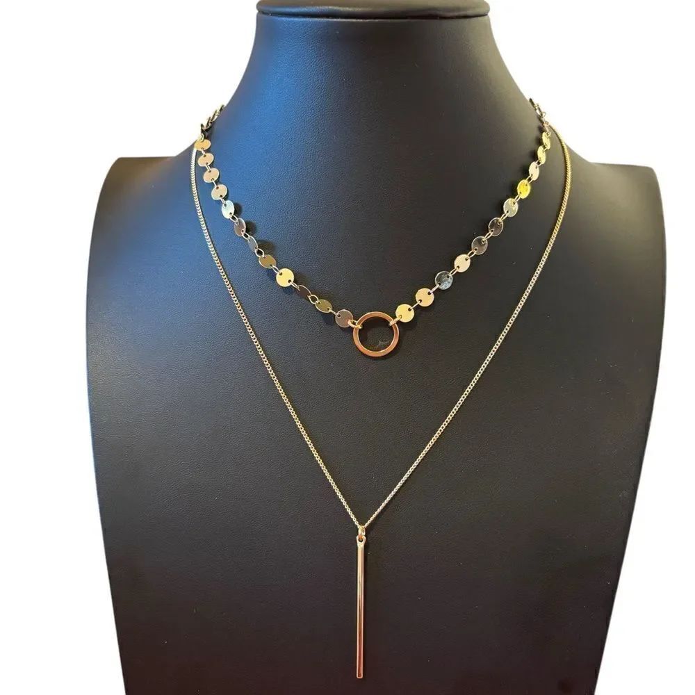 Style & Co Delicate Looking Gold Toned Layered Statement Necklace.